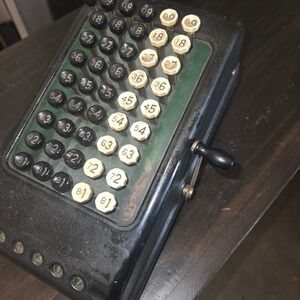 Antique Burroughs Adding Machine Hand Crank Calculator Cast Iron USA c1910s